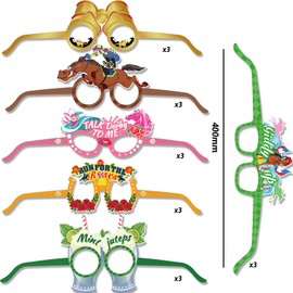 HOWAF 33 Pack Kentucky Derby Paper Frames Glasses,Horsing Racing Derby Run for the rose Party Supplies Photo Booth Props Glasses,Derby Day Festival Holiday Selfie Group Shots Pictures Props