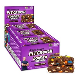 FITCRUNCH Loaded Cookie Protein Bar, High Protein, Gluten Free, Protein Snack (Chocolate Deluxe, 12 Count)
