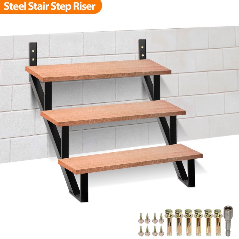 Toriexon Steel Stair Riser-2 Pack, 3 Step Stringers for Deck,
