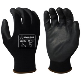 Armor Guys Duty General-Purpose Work Gloves - Black Polyurethane Palm Coating for Superior Grip, Comfortable Black Nylon Liner- Ideal for Assembly, Inspection, and Light Manufacturing - Size XL, 12/PK