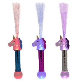 Toyland® 38cm (15") Multicoloured Light Up Fibre Optic Unicorn Wand - 6 Light Up Functions - Party Accessories - 1 Chosen At Random
