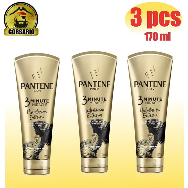 Pantene 3 Minute Miracle Extreme Hydration Conditioner x 170 ml-pack x 3