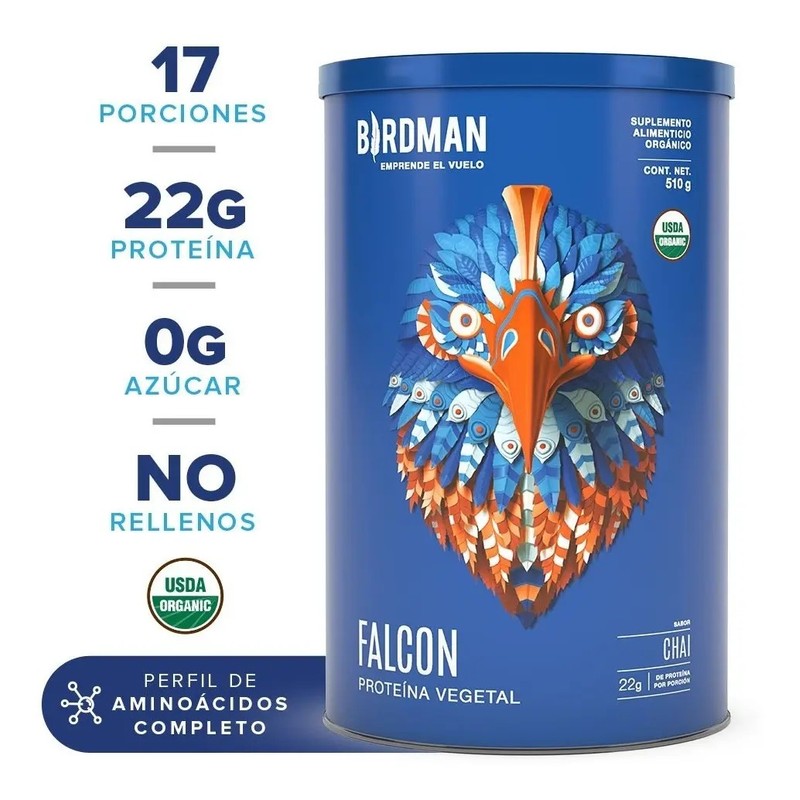 Birdman Falcon Protein Proteína Vegana Orgánica Certificada Con Enzimas Digestivas