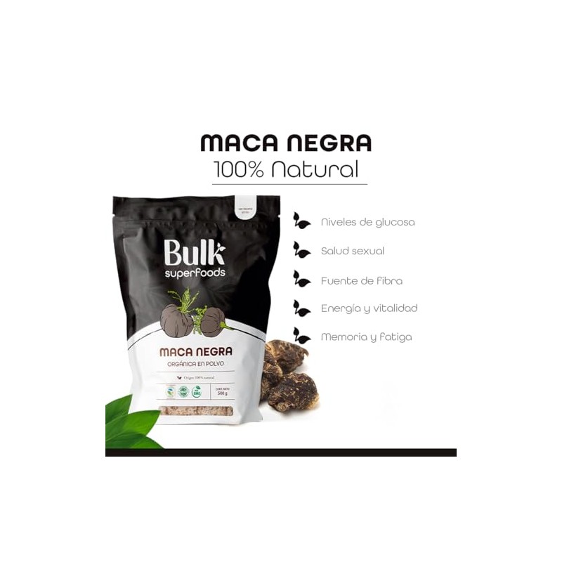 BULK SUPERFOODS Maca Negra en Polvo 100 Natural