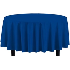 Vibrant Blue Solid Round Plastic Tablecover (84") - Durable, Stylish & Easy-to-Clean, Perfect For Parties & Events - 1 Count