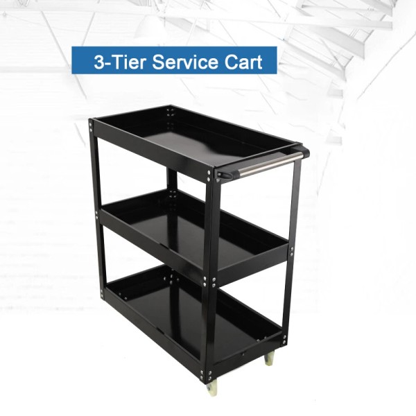 Unbranded 3-Tier Service Cart Kitchen Storage Trolley Metal Utility Rolling