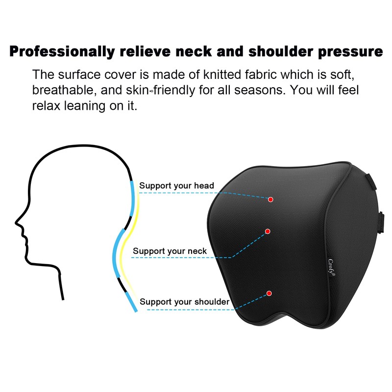 Crofy 2-Pack Car Neck Pillow, Softness Car Headrest Pillow for
