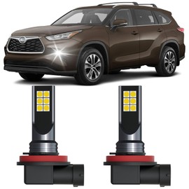 XFLHEHD 2Pcs Highlander Fog Light Bulbs Fits for 2014-2023 Toyota Highlander Replacement Bulbs, 6500K Cool White, Plug and Play Fog Light Blubs Replacement Package