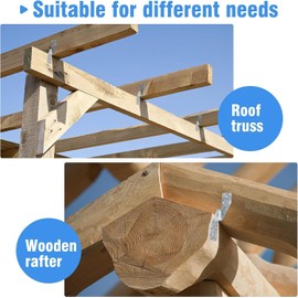 Garaook 50 Pack Hurricane Straps Brackets, 16-Gauge Hot Dip Galvanized Left/Right Hurricane Ties for Rafters, Heavy Duty Joist Hangers, Roof Trusses, Rafters Ties, Hurricane Clips for 2X Deck Joists