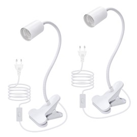 Lamp Holder E27 with Clamp, 2 Pack Bedside Lamp Clip with 240 cm Cable Lamp with Gooseneck Clip 360° Adjustable Spot Clamp Table Lamp LED for Bedroom and Living Room