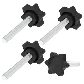 Aifeier ET 4 Pcs M8 x 60mm Knurled Thread Clamping Knob Handle, Plum 7 Star Knob Shaped Hand Grips Screw-On Type Thru Threaded Knob Nuts Tightening Screw for Umbrella Base Replacement