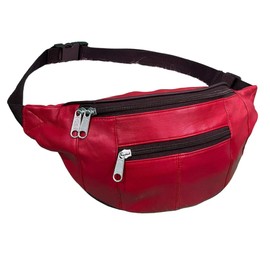 Ras 1013 Belt Bag for Men and Women, Leather, with Adjustable Belt, Red, 38 cm x 15 cm, Crossbody, red, crossbody