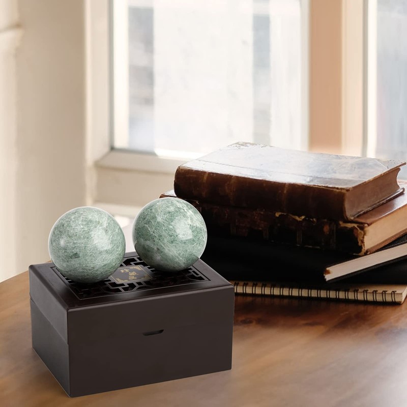 Lyellfe Set of 4 Marble Stone Baoding Balls, 2 Inch