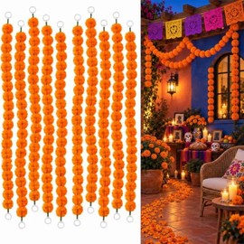 10 Tiras de Guirnaldas de Flores Artificiales de caléndula 1.5 m (10)
