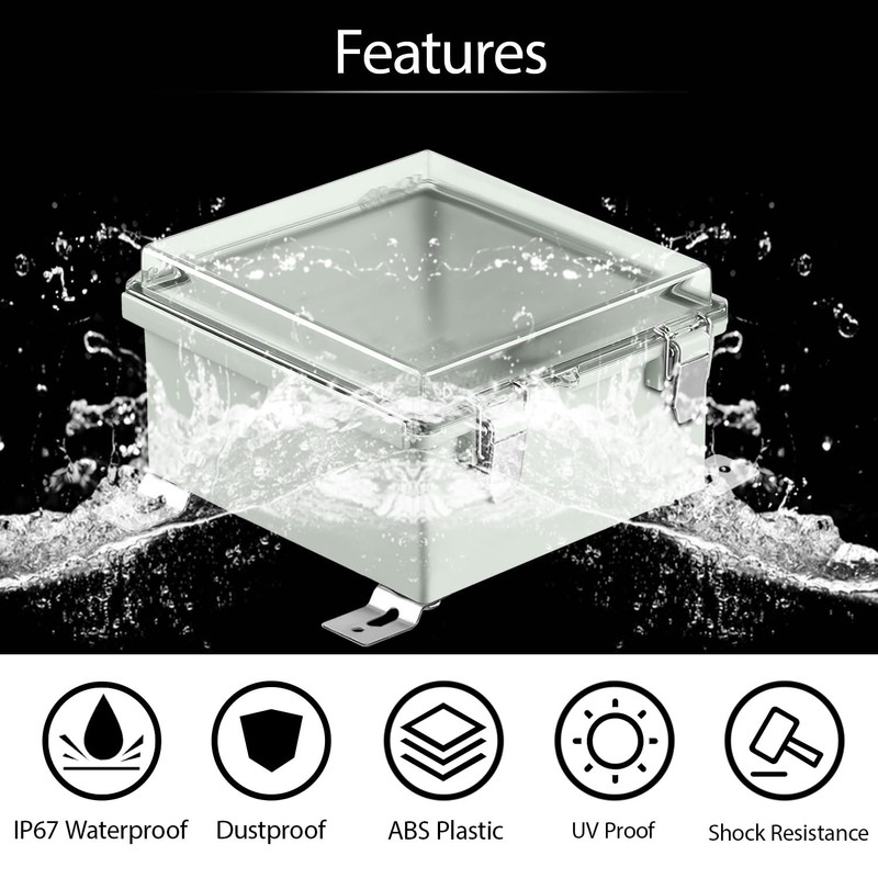 LeMotech Electrical Box, IP67 Waterproof Hinged Clear Cover Stainless Steel
