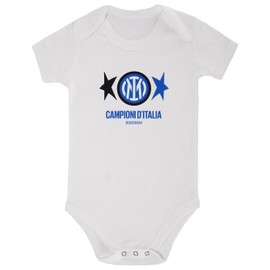 Inter Unisex - Bimbi 0-24 Body Neonato Grafica Scudetto, Body Campioni d'Italia, 100% Cotone, Nerazzurro, 12-18 Mesi