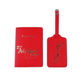 Belsmi Passport and Luggage Tags Set Travel Suitcase Tag (Red)