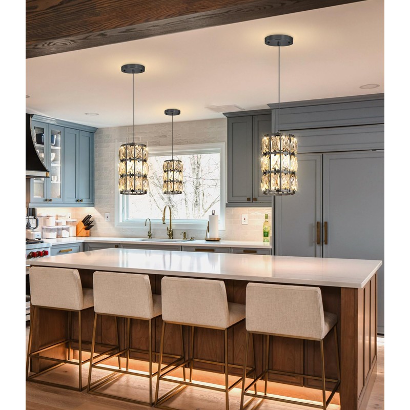 dolria Modern Crystal Chandelier Mini Chandelier Pendant Lighting for Kitchen