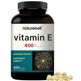 NatureBell Vitamin E Oil Softgels, 400iu Per Serving, 400 Pills | Essential Antioxidant Supplements, Easily Absorbed Form – Supports Skin, Heart, & Immune Health – Non-GMO