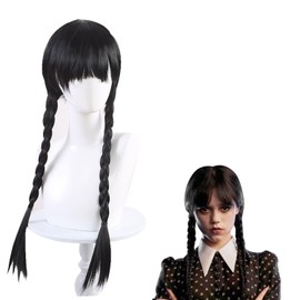 Addams Wig for Women, Wig Children Wednesday, Wednesday Addams Wig, Black Braided Wig, Wednesday Wig Black Long Hair, Wednesday Addams Cosplay, Braided Black Braid Wig