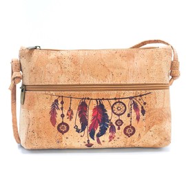 DeCarbonize Cork Crossbody Bag Vegan Leather Sustainable Women's Handbag (Dream Catcher)