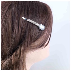 Allereyae Rhinestone Wedding Hair Pins Barrette Crystal Hair Barrette Clip CZ Bling Bridal Headpieces Decorative Head Clip Headwear Bridal Hair Accessories for Women