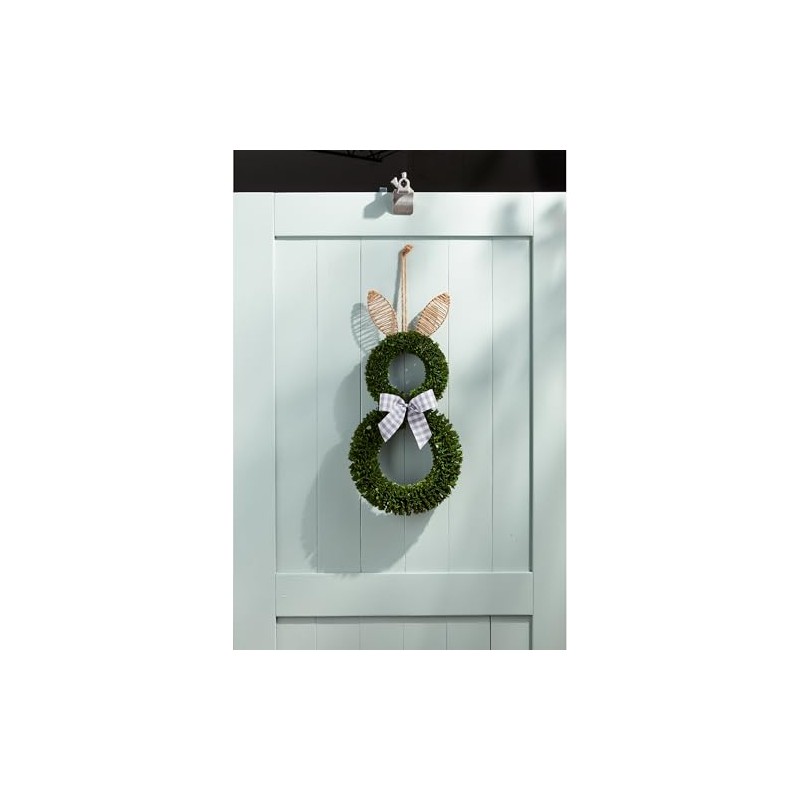 Mud Pie Boxwood Bunny Door Decor, Green