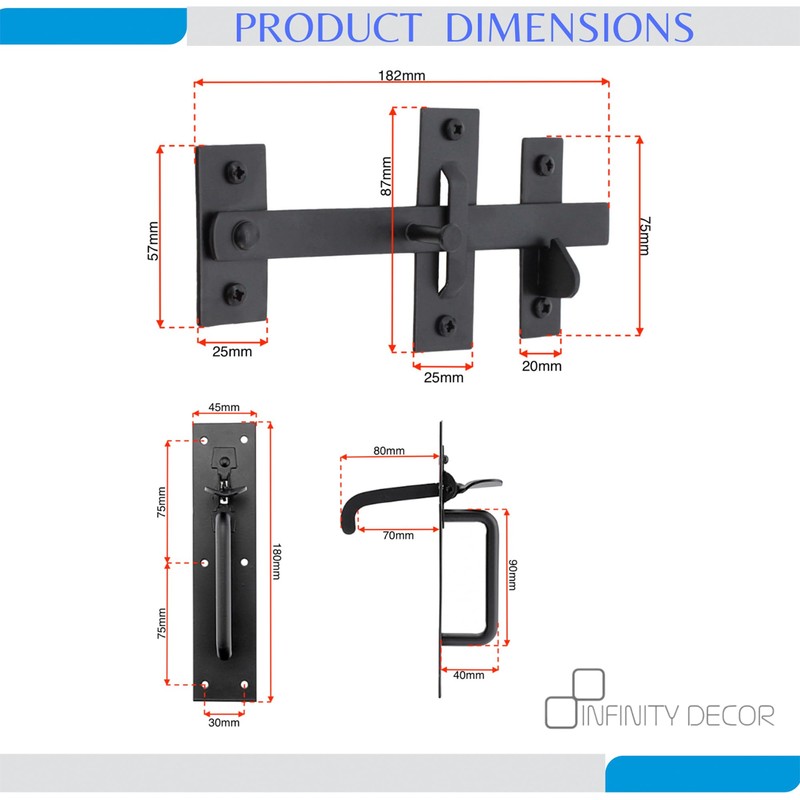 Garden Gate Accessories Metal Fixing Latch T Hinges Spring Closer