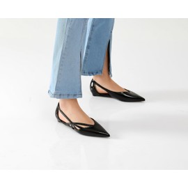 Reitoye Black Flats for Womens Closed Pointed Toe Ballet Flat Comfortable Dressy Work Slip On Casual Shoes Womens Flats Size 7.5