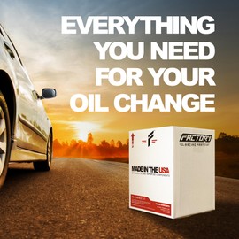 Factory Racing Parts Oil Change Kit compatible with Kawasaki ZX1000 VN800 VN900 VN1500 KLF400 – Includes 4 Qts of 10W-40 Full Synthetic Oil, 1 Filter, 1 Crush Washer, 1 Funnel, 1 Oil Change Sticker