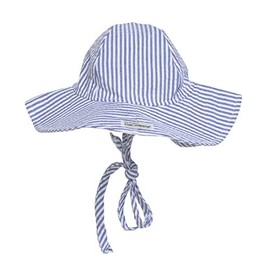 Flap Happy Baby and Children's Floppy Hat UPF 50+, Highest Certified UV Sun Protection, Chambray Stripe Seersuckey, X-Large