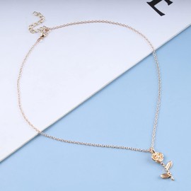 Atentuyi Flower Pendant Necklace Gold Rose Pendant Necklace Roses Flower Necklace Vintage Necklace Boho Floral Necklace Dainty Thin Chain Necklace Simple Necklace Jewelry for Women and Girls