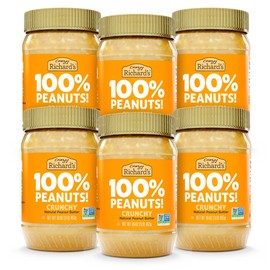 Crazy Richard's 100% All-Natural Crunchy Vegan Peanut Butter with No Added Sugar and Non-GMO (16 Ounce, Pack of 6)
