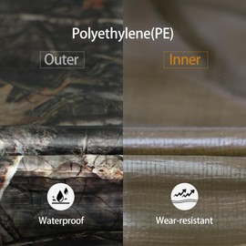 Tongcamo Heavy Duty 11 Mil Tarp Cover Waterproof UV Resistant Tarpaulin Used for Outdoor, Hunting, Camping, Backpacking, Canopy Tent, Ground Tarp, Cover Boat, Motorcycles, Roofs, Wood