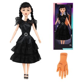 TTSUIMILESS 11.5'' Girls Dolls with Black Dress, Black Fashion Doll, Black High Heels, Black Hair, Great Toy Gift for Girls Kids