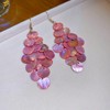 Missgrace Women Summer Pink Blue Earrings Dangling Sparkly Dangle Long