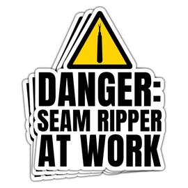 MAIANEY (3 Pcs) Danger Seam Ripper at Work Sticker Funny Quilting and Sewing Stickers Sewing Machine Seam Ripper Stickers Quilter Sewist Gifts Decorations Water Bottle Laptop Car Window 3"x4"