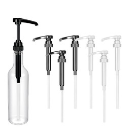 Fonyiunce Syrup Pump Dispenser, Syrup Dispenser Pump, for 1 Litre Bottle Container, Reusable Pump Dispenser, Syrup, with 6 Long Hoses, for Homes, Kitchens, Cafés, Bars, Pack of 6
