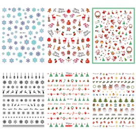 Adurself 1000+ Patterns Christmas Nail Art Decals Xmas 3D Nail Self-Adhesive Stickers Santa Claus Reindeer Snowflakes Snowmen Christmas bells for Women Girls Kids DIY Nail Design Manicure