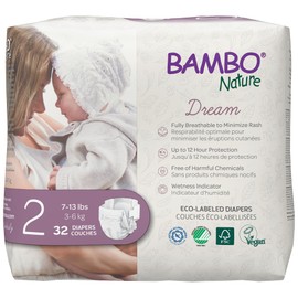 Bambo Nature Hypoallergenic Baby Diapers, Eco-Labelled Sustainable Diapers, Enhanced Leakage Protection, Totally Chlorine-free, Skin Friendly, and Super Absorbent - Size 2 (32 Count)
