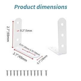 Quluxe 20 Pcs L Shape Bracket Heavy Duty L Bracket Corner Brace Metal Joint Right Angle Brackets Fastener with Screws for Kitchen, Living Room, Shop, White (2.72" x 0.71")