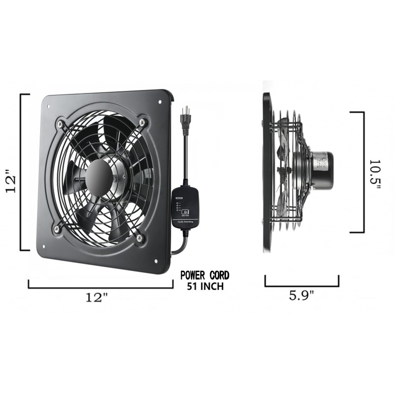 Gainsh Window Exhaust Fan Wall Mounted Ventilation Fan Basement Extractor