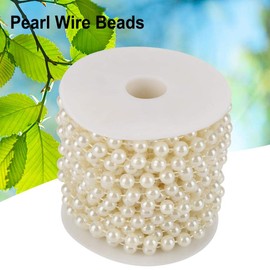 32.8ft Pearl Bead String, 8mm Pearls Bead Chain Roll for DIY Party Wedding Centerpiece Decor Birthday Christening Christmas(Beige)