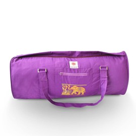 Yoga United Deluxe Unisex's Yoga Kit Bag with Elephant Design, Cotton Bag with Padded Straps and Outside Pocket, Fits Most Size Mats & Props (Magenta)