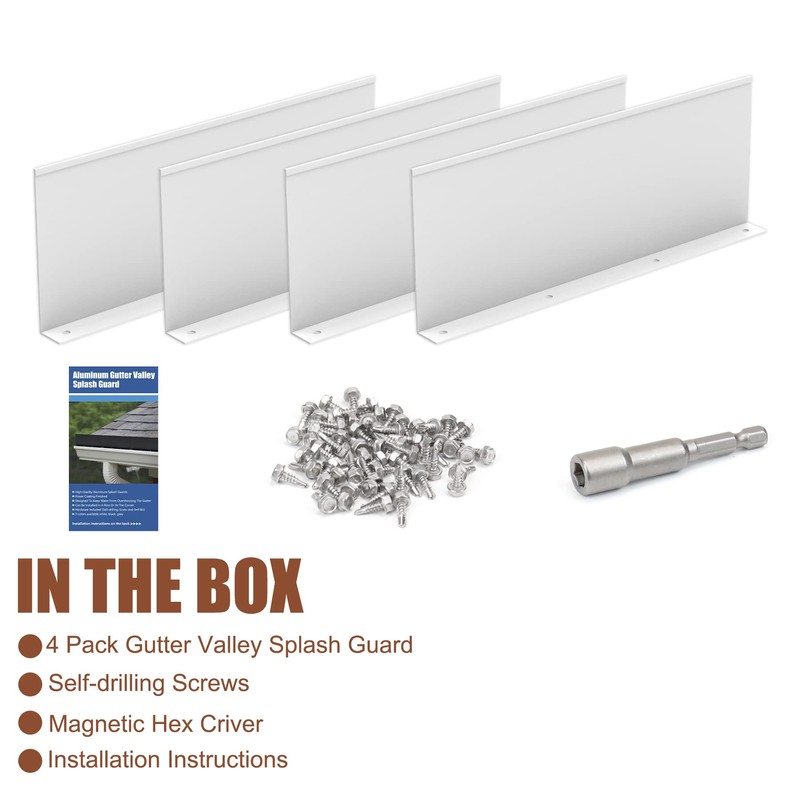 BJADE'S Gutter Valley Splash Guard,4 Pcs Aluminum Roof Valley Splash