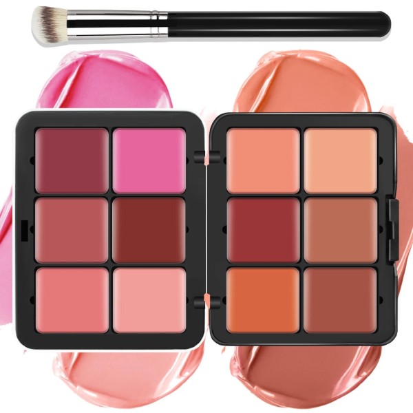 LSxia 12 Colors Cream [Blush] Makeup Palette for Cheeks -