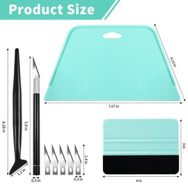 WRAPXPERT Wallpaper Smoothing Tool Kit for Applying Peel and Stick Contact Paper Vinyl Film, Includes Oversize Smoothing Squeegee, Felt Scraper, Edge Trimming Stick Tool, Craft Knife & Blades