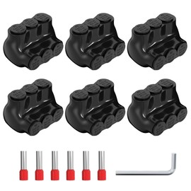 3 Port Insulated Multi Tap Connector 2-14 AWG Aluminum to Copper Wire Connectors Single Side Entry Aluminum Electrical Cable Connectors with Slotted Allen Hex - 6 Pack