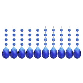 PATIKIL Teardrop Crystal Chandelier Pendants Beads, 10 Pack 125mm Length 38mm Chandelier Prisms Parts Ornaments Hanging Beads for DIY Arts Crafts Decoration, Dark Blue
