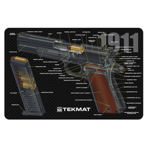 TekMat Cutaway Gun Cleaning Mat for use with 1911, Black, 17 x 11